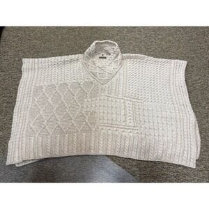 Carraig Donn Ireland Merino Wool Cream Tan Cable Knit‎ Sweater Poncho Cape